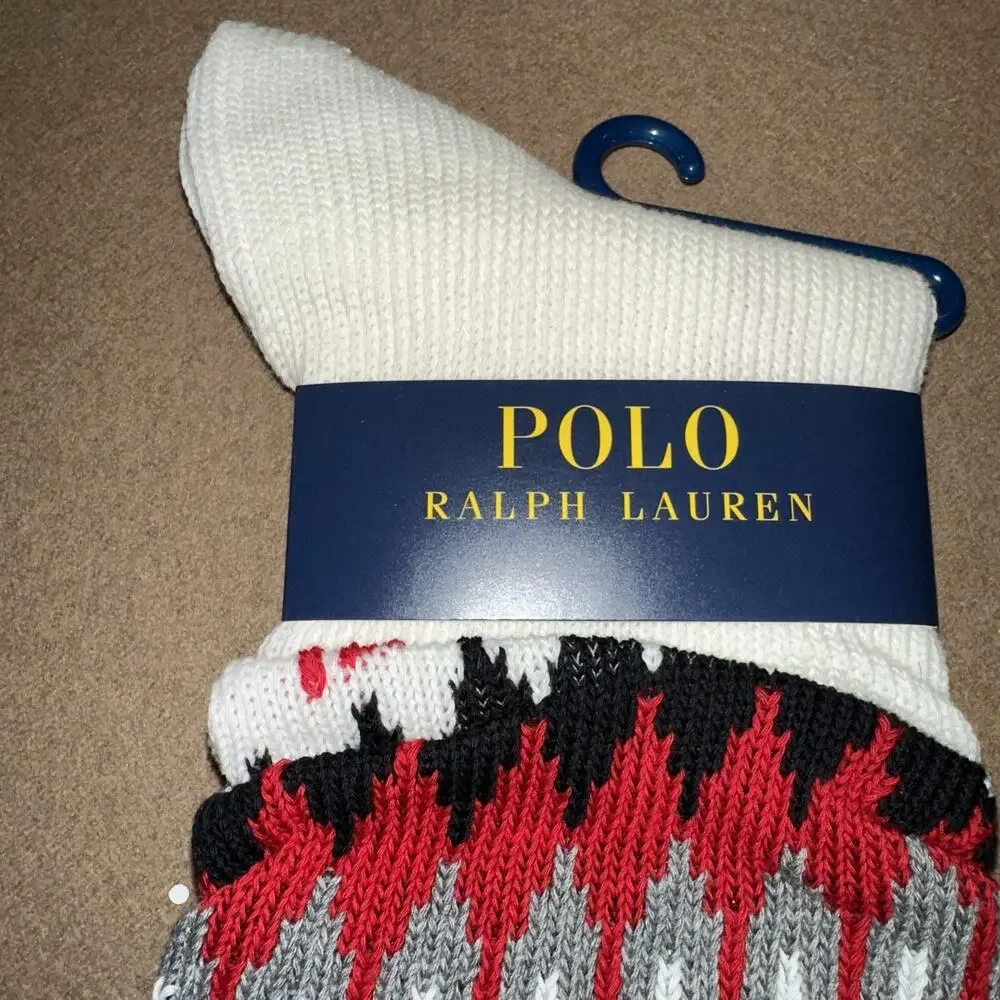 Polo Ralph Lauren Women’s Slouch Boot Socks 9-11 Fair Isle Print